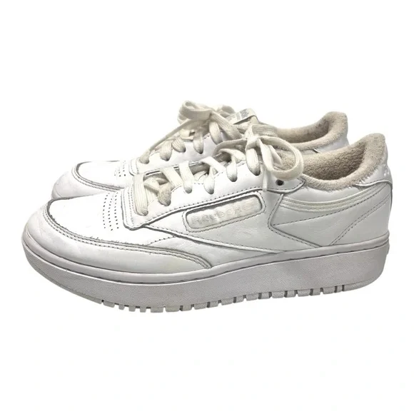 Reebok Women’s Club C White Leather Double Classic Platform Tennis Shoes 7.5 - Picture 2 of 15